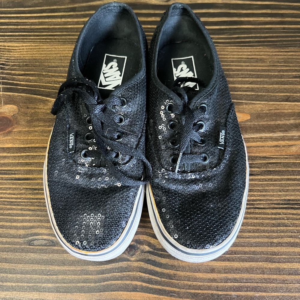 Vans Black Sequin Lace-Up Sneakers
